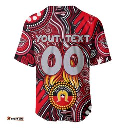 Personalised NAIDOC Week 2024 Essendon Bombers Baseball Jersey Shirt Australian Aboriginal Hand Painting