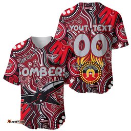 Personalised NAIDOC Week 2024 Essendon Bombers Baseball Jersey Shirt Australian Aboriginal Hand Painting