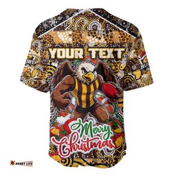 Custom Hawks Football Merry Christmas Baseball Jersey Shirt Indigenous Australian Art