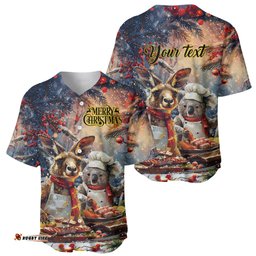Personalised Aussie Christmas Kangaroo and Koala Baseball Jersey Shirt