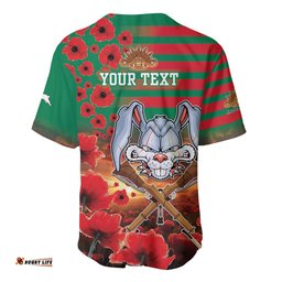 Personalised Rabbitohs Rugby ANZAC Baseball Jersey Shirt Starry Night and Field of Poppies