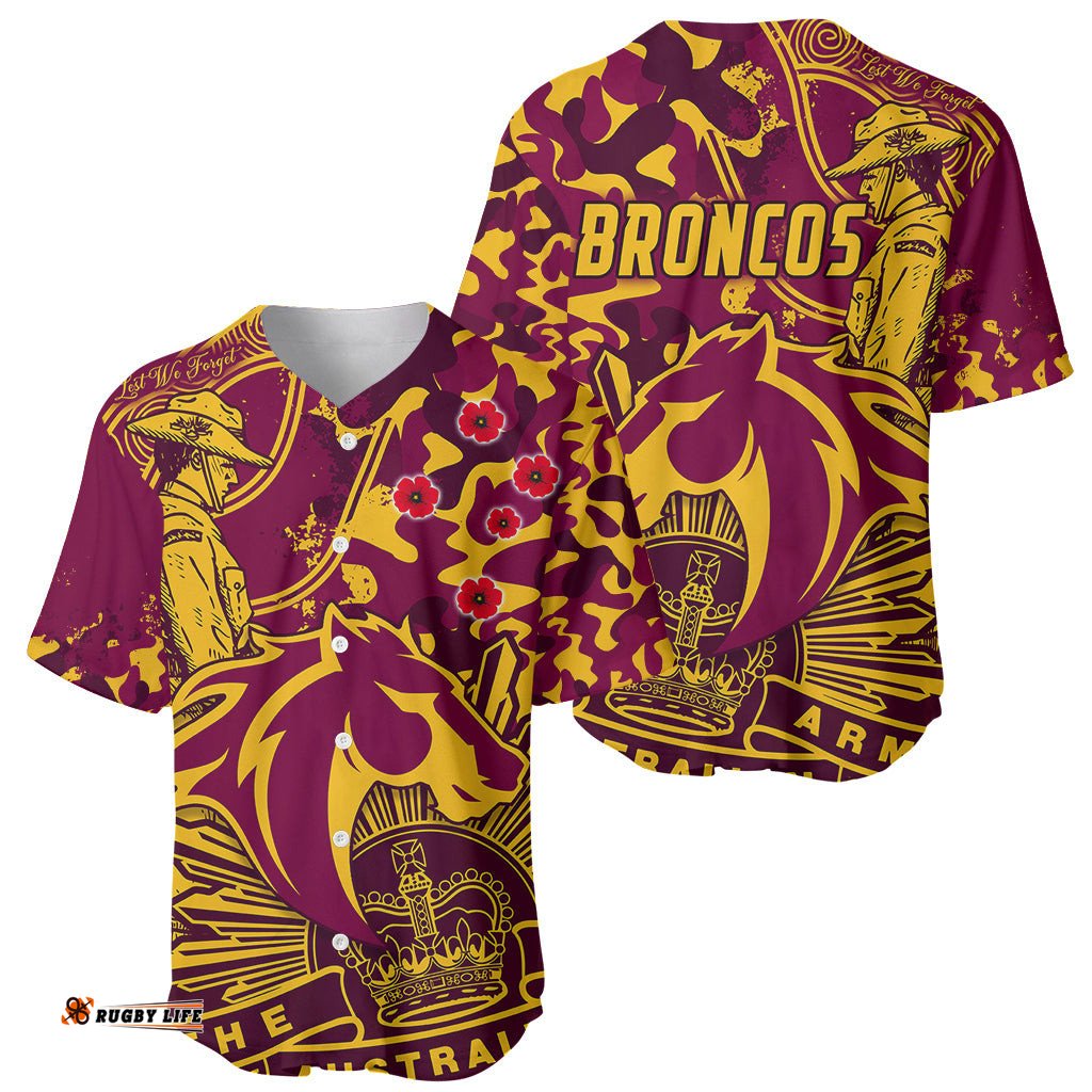 NRL ANZAC Broncos Baseball Jersey Shirt Camouflage 01