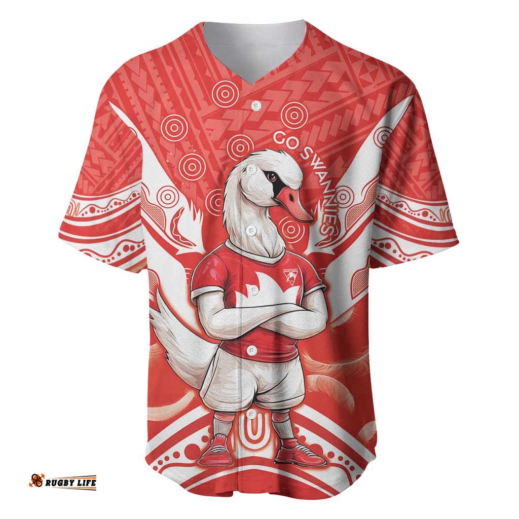 Personalised Swans Football Baseball Jersey Shirt 2024 Swannies Mascot Go Champions