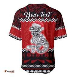 Personalised New Zealand Christmas Baseball Jersey Shirt Maori Tiki Meri Kirihimete