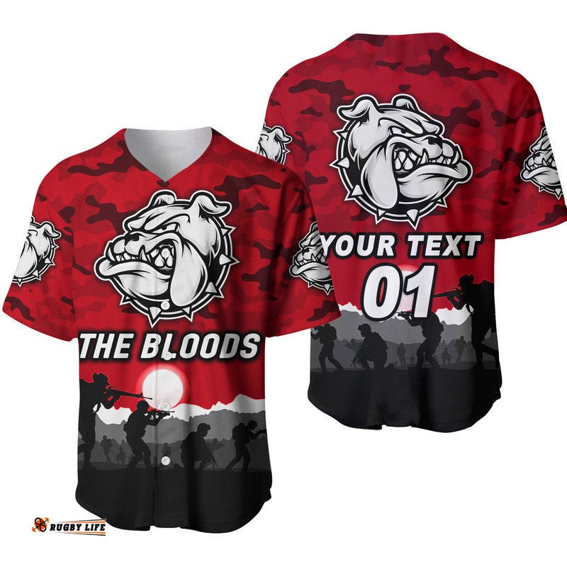Custom Personalised West Football Club Alice Springs ANZAC Baseball Jersey Shirt The Bloods Simple Style Red