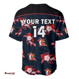 Custom Text And Number Roosters Rugby Baseball Jersey Shirt Polynesian Tribal Mix Tropical Hawaiian Style