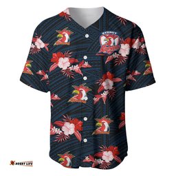 Custom Text And Number Roosters Rugby Baseball Jersey Shirt Polynesian Tribal Mix Tropical Hawaiian Style