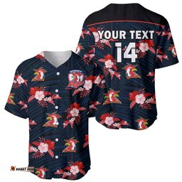 Custom Text And Number Roosters Rugby Baseball Jersey Shirt Polynesian Tribal Mix Tropical Hawaiian Style
