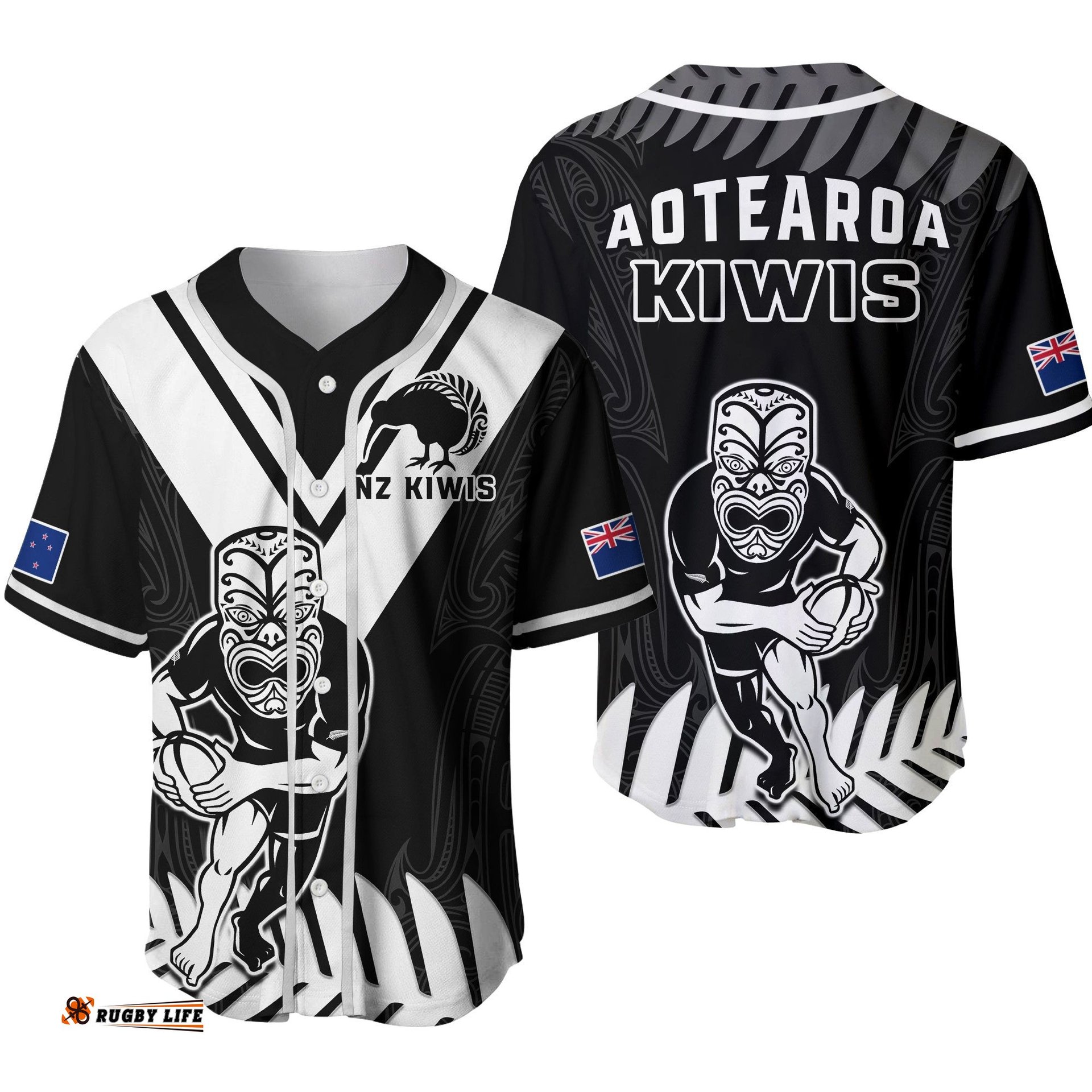 New Zealand Silver Fern Rugby Baseball Jersey Shirt Ver.02 NZ Kiwi Pacific Maori Sporty