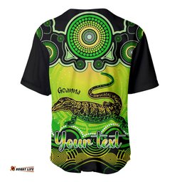 Personalised Australia Capricorn Goanna Zodiac Baseball Jersey Shirt Auz Astrology Aboriginal Green