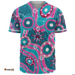 Australia Aboriginal Baseball Shirt - Pink Aboriginal Dot Art Inspired Baseball Shirt