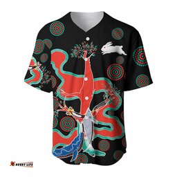 Custom Text and Number Rabbitohs Baseball Jersey Shirt Go The Bunnies Aboriginal