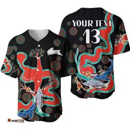 Custom Text and Number Rabbitohs Baseball Jersey Shirt Go The Bunnies Aboriginal