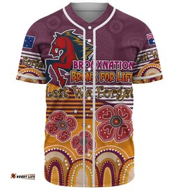 Australia Brisbane City Anzac Custom Baseball Jersey Shirt Anzac Day Bronxnation for Life Shirt 08