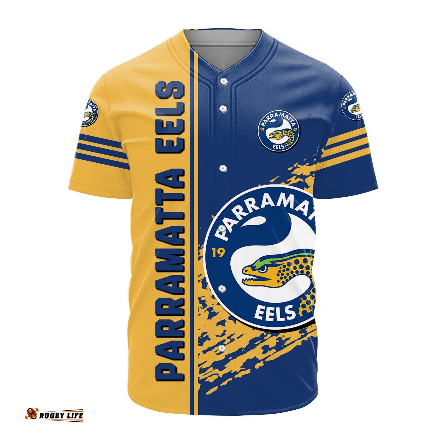 Parramatta Eels Baseball Jersey Shirt Quarter Style NRL