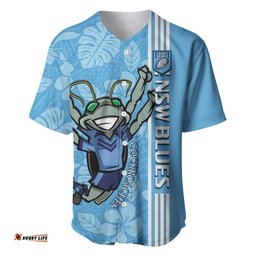 Custom NSW Blues Rugby Baseball Jersey Shirt Cockroaches Polynesian Pattern Tropical Vibes