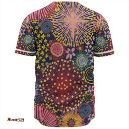 Australia Blooming Bright Flowers Baseball Shirt - Blooming Bright Flowers Meadow Seamless Art Inspired Baseball Shirt