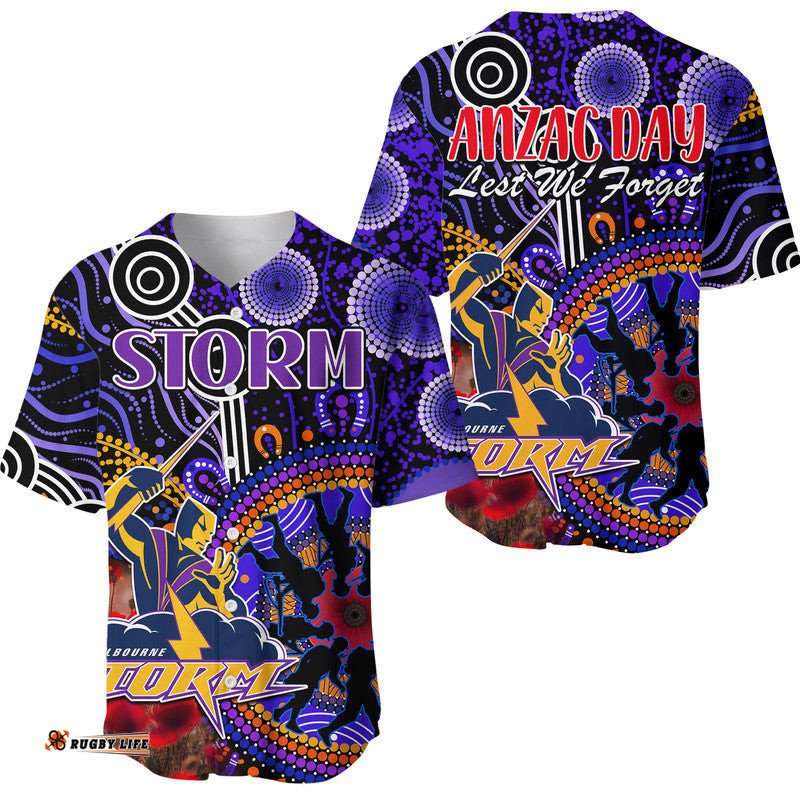 Storm Rugby ANZAC Baseball Jersey Shirt Aboriginal Military and Poppy Flowers