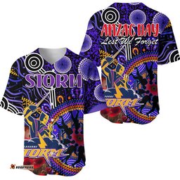 Storm Rugby ANZAC Baseball Jersey Shirt Aboriginal Military and Poppy Flowers