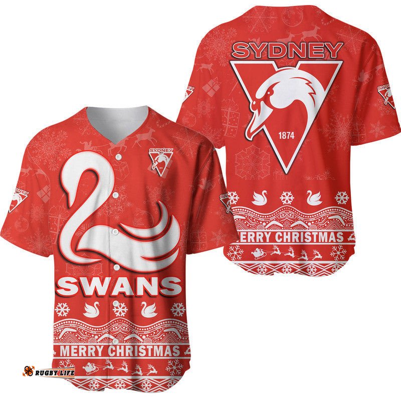 Sydney Swans Unique Winter Season Baseball Jersey Shirt Swans Merry Christmas