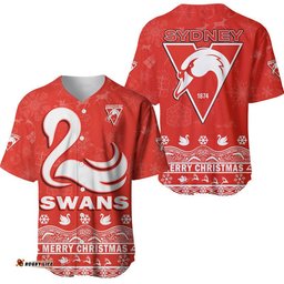 Sydney Swans Unique Winter Season Baseball Jersey Shirt Swans Merry Christmas