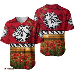 West Football Club Alice Springs ANZAC Baseball Jersey Shirt The Bloods Poppy Vibes Red