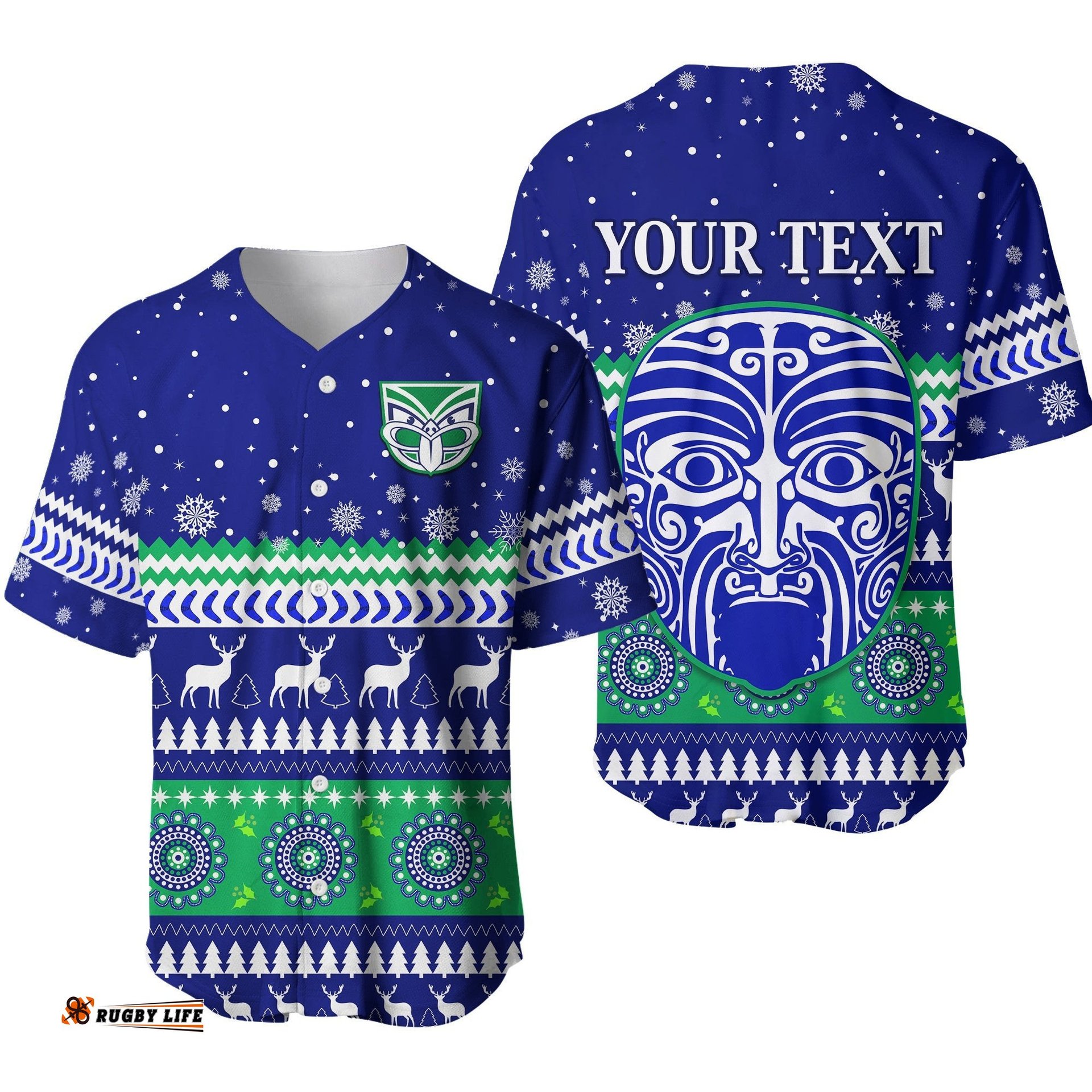 Custom Personalised Warriors Baseball Jersey Shirt Merry Christmas New Zealand