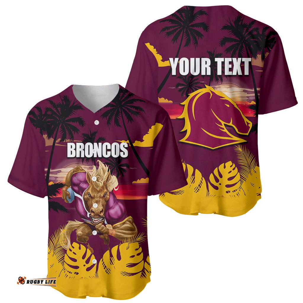 NRL Broncos Baseball Jersey Shirt Summer Vibe Style