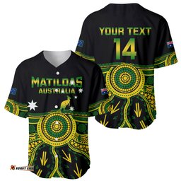 Personalised Australia Soccer Baseball Jersey Shirt Aboriginal Go Matildas World Cup