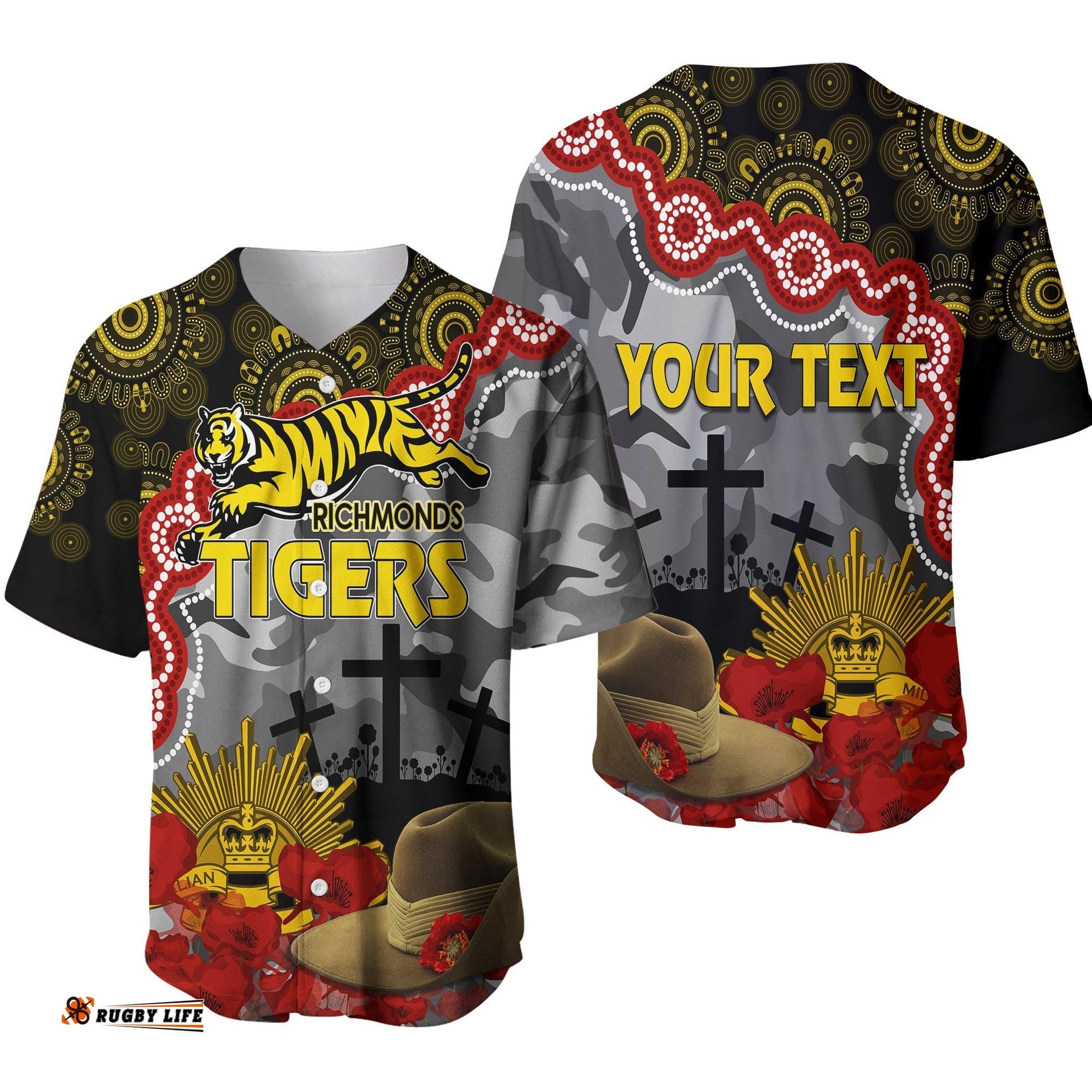 Tigers Football ANZAC Baseball Jersey Shirt Aboriginal Mix Slouch Hat 03