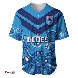 Personalised NSW Rugby Baseball Jersey Shirt Blues Aboriginal Art