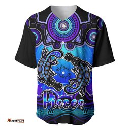 Personalised Australia Pisces Platypus Zodiac Baseball Jersey Shirt Auz Astrology Aboriginal Blue