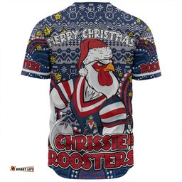 Sydney Roosters Christmas Custom Baseball Shirt - Christmas Knit Patterns Vintage Jersey Ugly Baseball Shirt