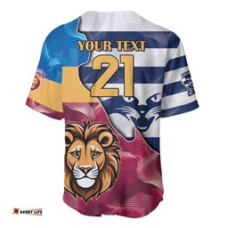 Brisbane Geelong Football Custom Baseball Jersey Shirt Cracked Metal Style