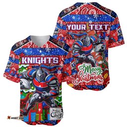 Custom Knights Rugby Merry Christmas Baseball Jersey Shirt Indigenous Australian Art