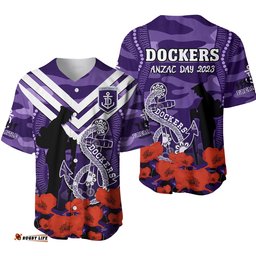 Dockers Football ANZAC Baseball Jersey Shirt Aboriginal Mix Poppy Camouflage Ver.01
