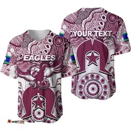 Custom Personalised Sea Eagles Torres Strait Islanders Mix Aboriginal Baseball Jersey Shirt