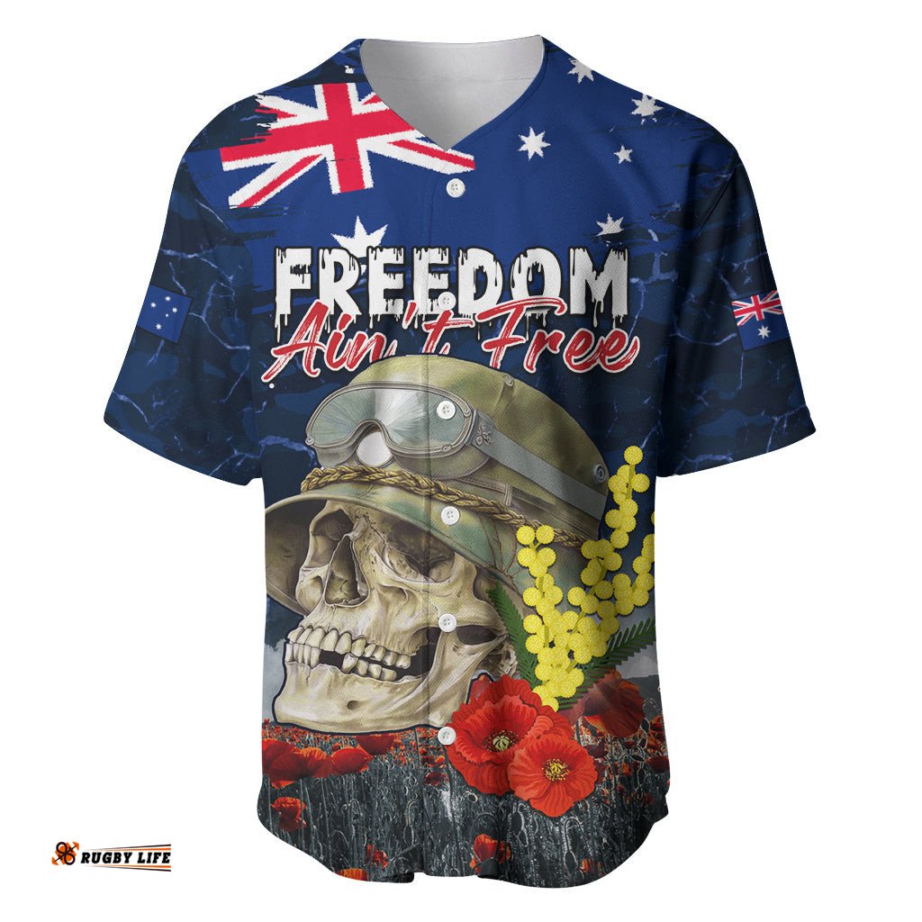 Australia ANZAC Day Baseball Jersey Shirt Freedom Ain't Free