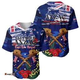 Australia And New Zealand ANZAC Day Baseball Jersey Shirt Lest We Forget Silver Fern With Golden Wattle