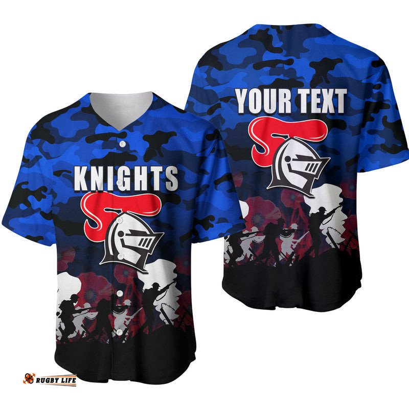 Custom Personalised NRL Anzac Day Baseball Jersey Shirt Knights Army Style