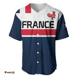 Custom Personalised France Rugby 7s Le XV de France Baseball Jersey Shirt