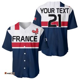 Custom Personalised France Rugby 7s Le XV de France Baseball Jersey Shirt