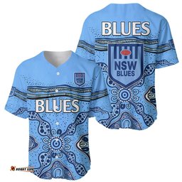 NSW Blues Rugby Baseball Jersey Shirt New South Wales Aboriginal Origin