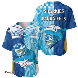 NRL Shark Combine Eels Rugby Baseball Jersey Shirt Sporty Style