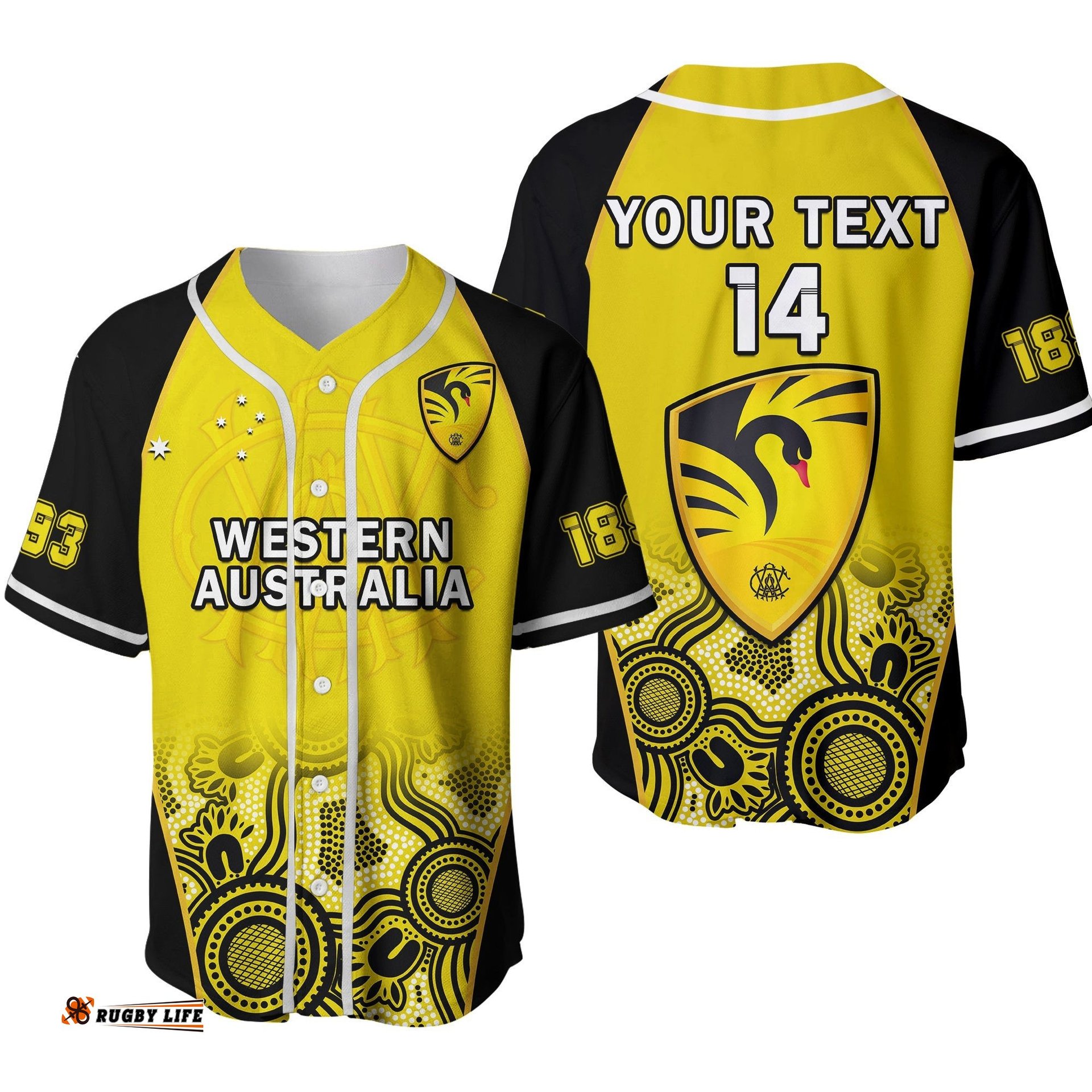 Custom Text And Number Western Australia Cricket Baseball Jersey Shirt Warriors Sheffield Shield Indigenous Ver.02