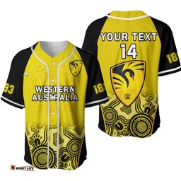Custom Text And Number Western Australia Cricket Baseball Jersey Shirt Warriors Sheffield Shield Indigenous Ver.02