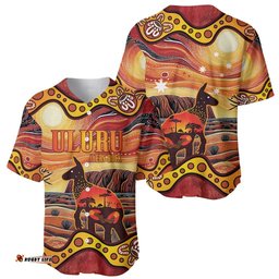Northern Territory Uluru Baseball Jersey Shirt Ayers Rock Kangaroo Aboriginal Art