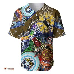 Custom NAIDOC Week 2024 Collingwood Magpies Baseball Jersey Shirt Australia Aboriginal Dot Painting