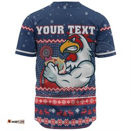 Sydney Roosters Christmas Custom Baseball Shirt - Ugly Xmas And Aboriginal Patterns For Die Hard Fan Baseball Shirt