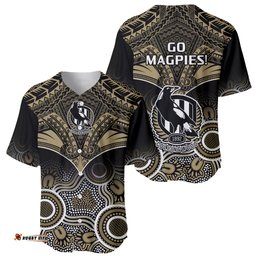Collingwood Football Baseball Jersey Shirt Go Magpies Aboriginal Mix Polynesian Pattern